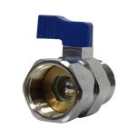 Mini-vanne laiton nickelé Mâle / Femelle 3/4" (20/27) - PN16 - manette bleue - Arcanaute