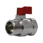 Mini-vanne laiton nickelé Mâle / Femelle 3/4" (20/27) - PN16 - manette rouge - Arcanaute