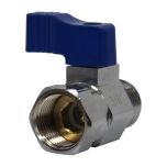 Mini-vanne laiton nickelé Mâle / Femelle 3/8" (12/17) - PN16 - manette bleue - Arcanaute