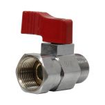 Mini-vanne laiton nickelé Mâle / Femelle 3/8" (12/17) - PN16 - manette rouge - Arcanaute