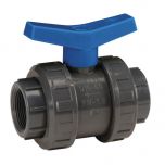 Vanne à sphère PVC PN16 raccord 2" (50/60) à visser Bâtiment - Manette bleue - Sferaco