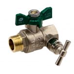 Vanne à sphère NF PN25 Passage Intégral ACS Papillon Vert M/F à purge 1/2" (15/21) - Sferaco