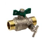 Vanne à sphère NF PN25 Passage Intégral ACS Papillon Vert M/M à purge 3/4" (20/27) - Sferaco