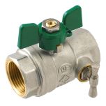 Vanne à sphère NF PN25 Passage Intégral ACS Papillon Vert F/F à purge 1" (26/34) SOMATHERM