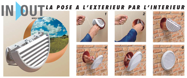 Pose de la grille PVC de ventilation IN OUT de First Plast